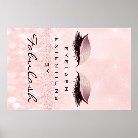 Makeup Beauty Salon Name Rose Gold Pink Eyebrow Poster (Vorne)