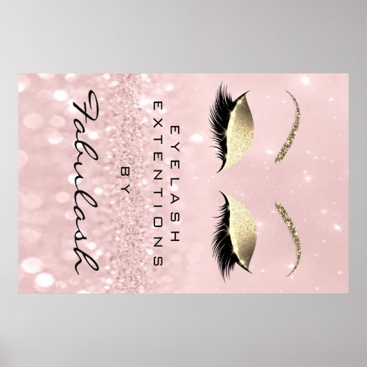 Makeup Beauty Salon Name Rose Gold Pink Eyebrow Poster (Vorne)