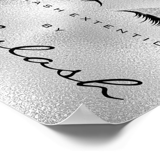 Makeup Beauty Salon Name Silver Glitzer Eyebrows Poster (Ecke)