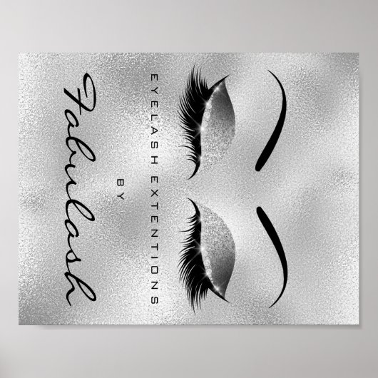 Makeup Beauty Salon Name Silver Glitzer Eyebrows Poster (Vorne)