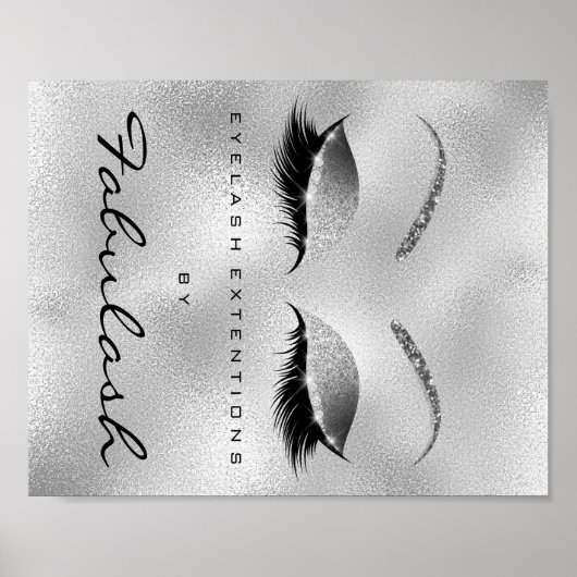 Makeup Beauty Salon Name Silver Glitzer Glam Poster (Vorne)