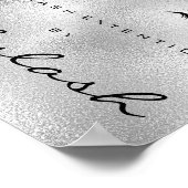 Makeup Beauty Salon Name Silver Glitzer Grau Poster (Ecke)