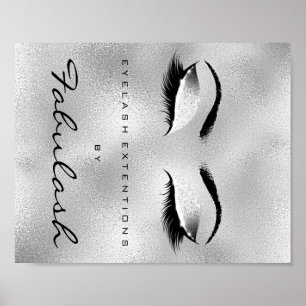 Makeup Beauty Salon Name Silver Glitzer Grau Poster