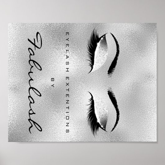 Makeup Beauty Salon Name Silver Glitzer Grau Poster (Vorne)