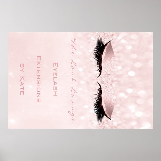 Makeup Beauty Salon Name Weißrosa Funkelnd Lashes Poster (Vorne)