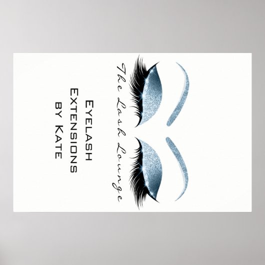 Makeup Beauty Salon Name White Blue Black Eyebrows Poster (Vorne)