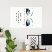 Makeup Beauty Salon Name White Blue Black Eyebrows Poster (Heimbüro)