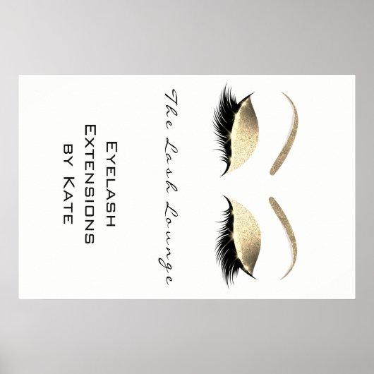 Makeup Beauty Salon Name White Gold Black Eyebrows Poster (Vorne)