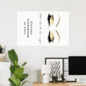 Makeup Beauty Salon Name White Gold Black Eyebrows Poster (Heimbüro)