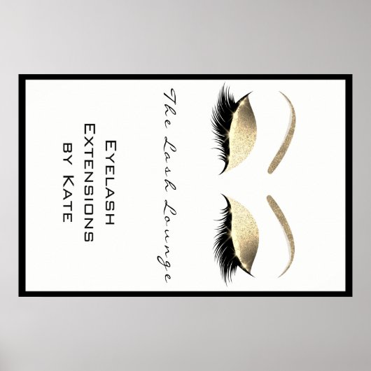 Makeup Beauty Salon Name White Gold Glam Eyebrows Poster (Vorne)