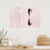 Makeup Beauty Salon Name White Pink Rose Lashes Poster (Küche)