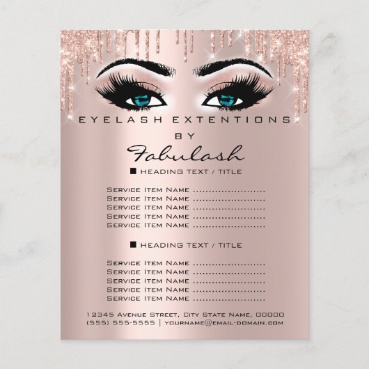 Makeup Beauty Salon Pink Glitzer Blue Eyes Lash Flyer (Vorne)