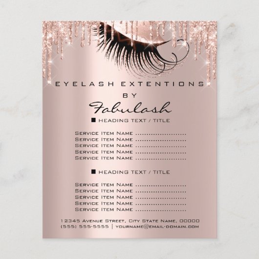 Makeup Beauty Salon Pink Glitzer Flyer Lashes (Vorne)