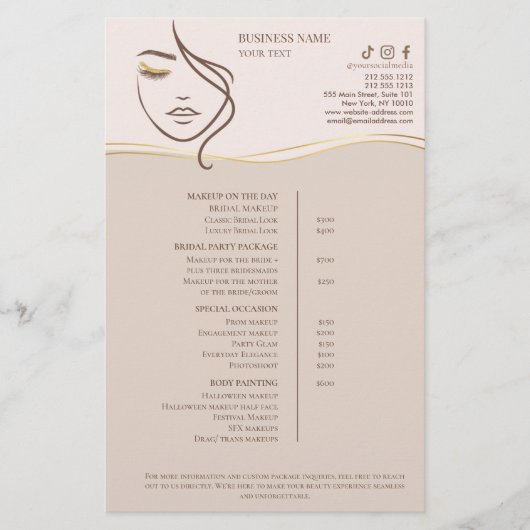 Makeup Beauty Salon Price List Flyer (Vorne)