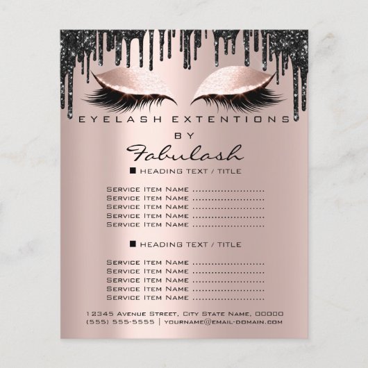 Makeup Beauty Salon Rose Black Tropfens Flyer Lash (Vorne)