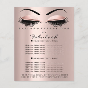Makeup Beauty Salon Rose Glitzer Flyer Lash Brows