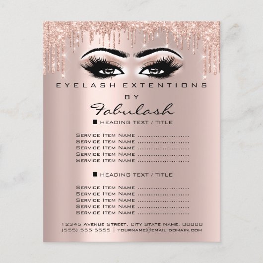 Makeup Beauty Salon Rose Glitzer Flyer Spark Augen (Vorne)