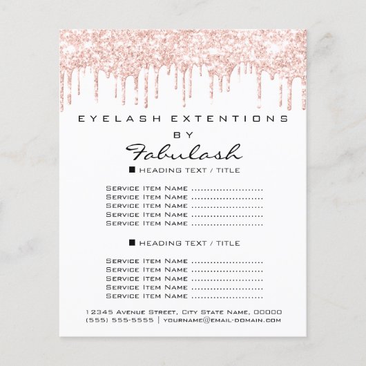 Makeup Beauty Salon Rose Glitzer Flyer Weißer Trop (Vorne)