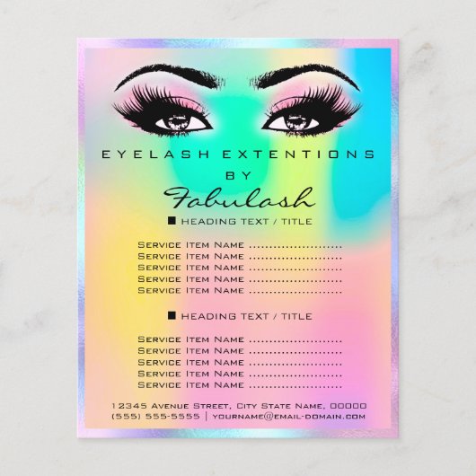 Makeup Beauty Salon Rose Glitzer Holograph Lashes Flyer (Vorne)