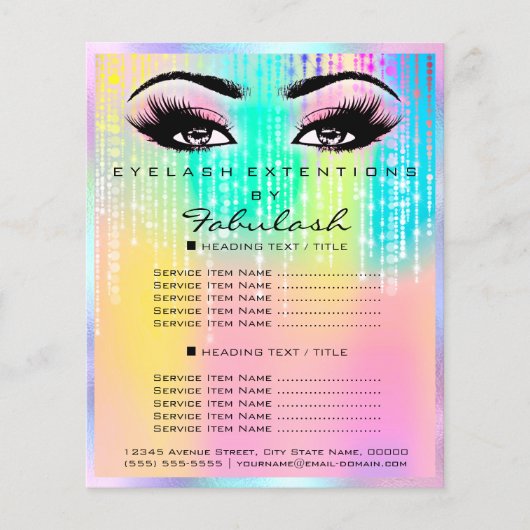 Makeup Beauty Salon Rose Glitzer Holograph Unicorn Flyer (Vorne)