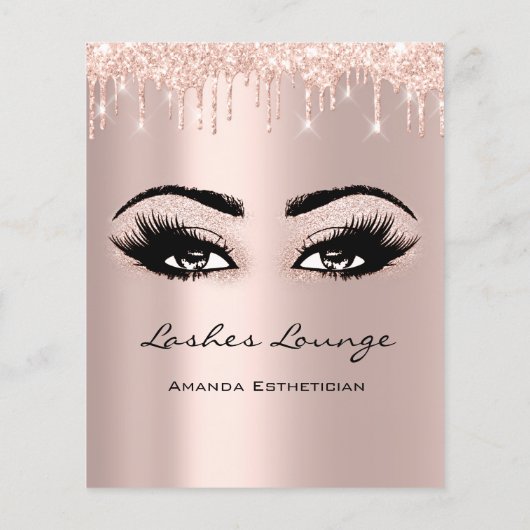 Makeup Beauty Salon Rose Glitzer Preise Eyelashes Flyer (Hinten)