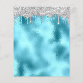 Makeup Beauty Salon Silver Glitter Blu Drips Flyer (Hinten)