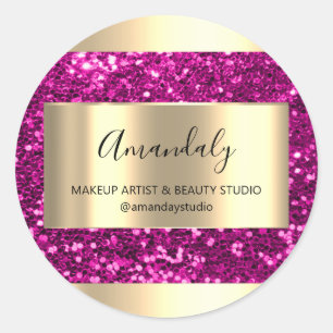 Makeup Beauty Shop Frame Gold Gefallen Danke Pink Runder Aufkleber