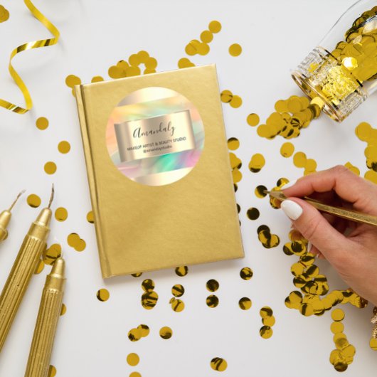Makeup Beauty Shop Frame Gold Gefallen lackiert Runder Aufkleber