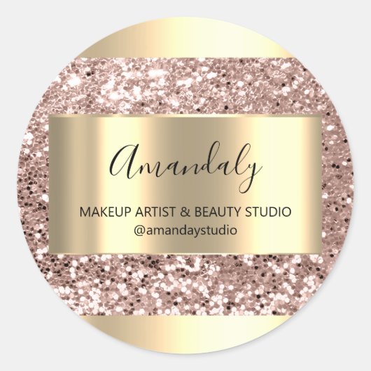 Makeup Beauty Shop Gold Gefallen Dank Rose Runder Aufkleber (Vorderseite)