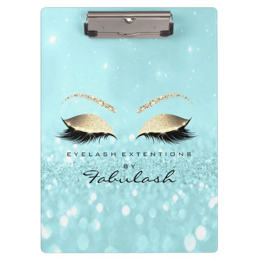 Makeup Beauty Studio Lashes Blue Gold Klemmbrett (Vorderseite)