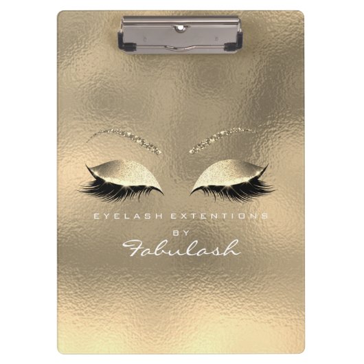 Makeup Beauty Studio Lashes Glas Gold Weiß Klemmbrett (Vorderseite)