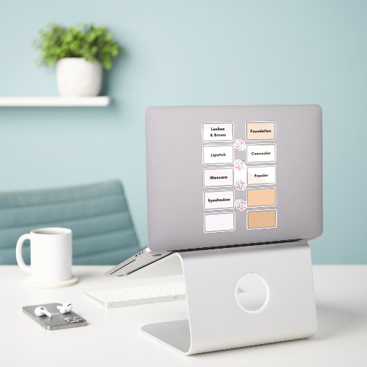 Makeup Bin Organisation Vanity Vinyl Labels (Laptop auf Schreibtisch)