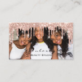 Makeup Blogger MUA Lashes Glitzer Tropfen Rose Fot Visitenkarte (Vorderseite)