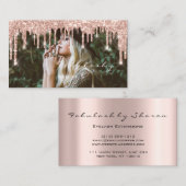 Makeup Blogger MUA Lashes Glitzer Tropfen Rose Fot Visitenkarte (Vorne/Hinten)