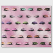 Makeup Blush Eyes Glass Pink Rose Glitzer Lashes Geschenkpapier (Flach)