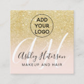 Makeup blush Glitzer Logo monogramm Quadratische Visitenkarte (Vorderseite)