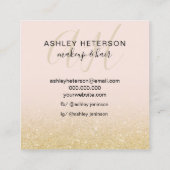 Makeup blush Glitzer Logo monogramm Quadratische Visitenkarte (Rückseite)