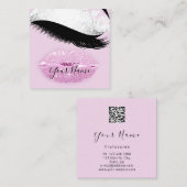 Makeup Boutique Pink Kiss Lips QR Code Quadratische Visitenkarte (Vorne/Hinten)