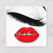 Makeup Boutique White Kiss Red Lips QR Code Quadratische Visitenkarte (Vorderseite)