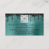 Makeup Brow Eyelash Extension QR Code Tropfen Aqua Visitenkarte (Rückseite)