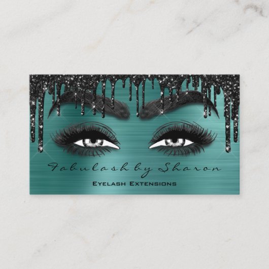 Makeup Brow Eyelash Extension QR Code Tropfen Aqua Visitenkarte (Vorderseite)