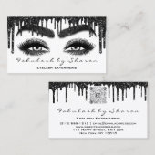 Makeup Brow Eyelash Extension QR Code Tropfen Schw Visitenkarte (Vorne/Hinten)
