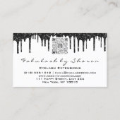 Makeup Brow Eyelash Extension QR Code Tropfen Schw Visitenkarte (Rückseite)
