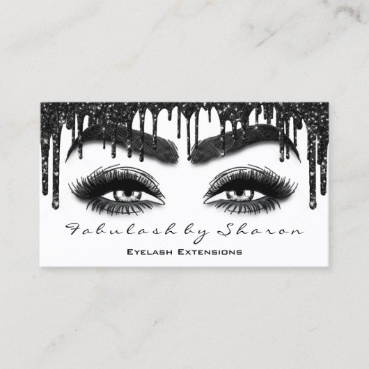 Makeup Brow Eyelash Extension QR Code Tropfen Schw Visitenkarte (Vorderseite)