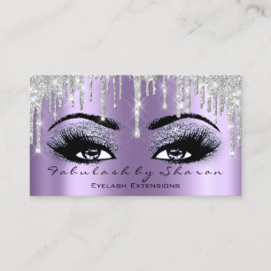 Makeup Brow Eyelash Grau Silber Lila Tropfen Visitenkarte