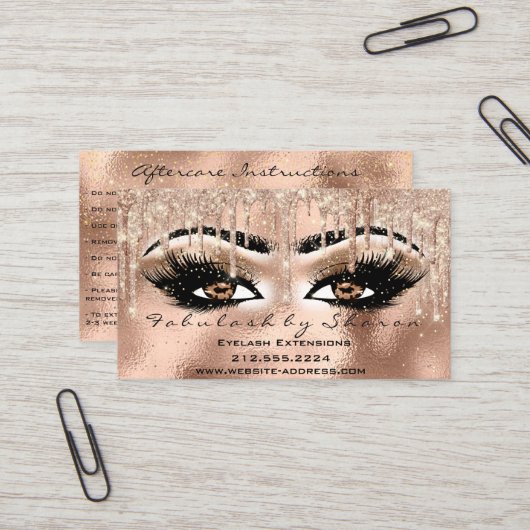 Makeup Brown Eyebrow Lashes Tropfen Aftercare Visitenkarte (Vorderseite/Rückseite Beispiel)