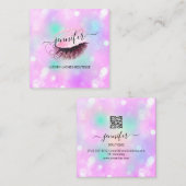 Makeup Brows Eyelash QR Code Logo Schönheit Studio Quadratische Visitenkarte (Vorne/Hinten)