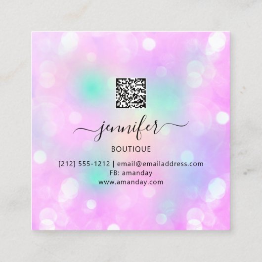 Makeup Brows Eyelash QR Code Logo Schönheit Studio Quadratische Visitenkarte (Rückseite)