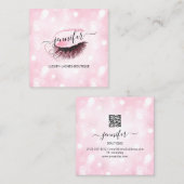 Makeup Brows Eyelash QR-Logo Rosa Quadratische Visitenkarte (Vorne/Hinten)