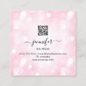 Makeup Brows Eyelash QR-Logo Rosa Quadratische Visitenkarte (Rückseite)